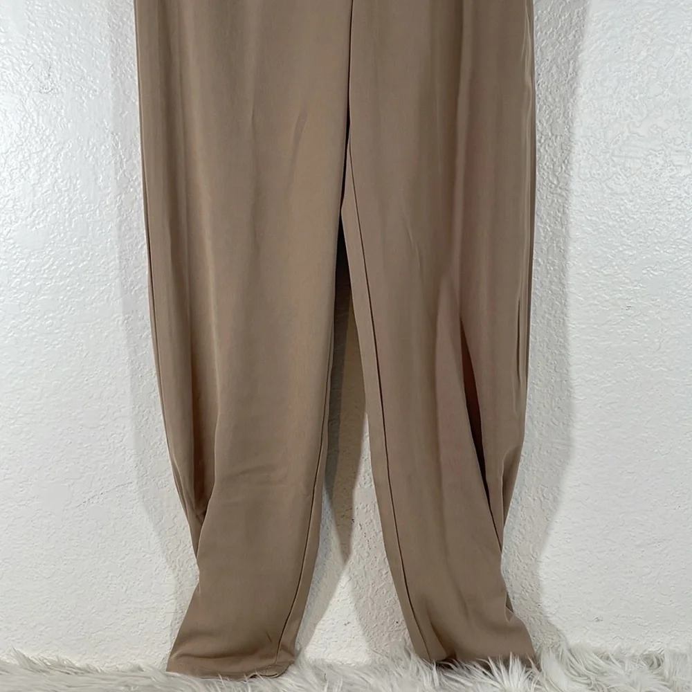 FASHION NOVA Office Pow Wow High Waist Trouser - Khaki Size Small NEW - Picture 6 of 14